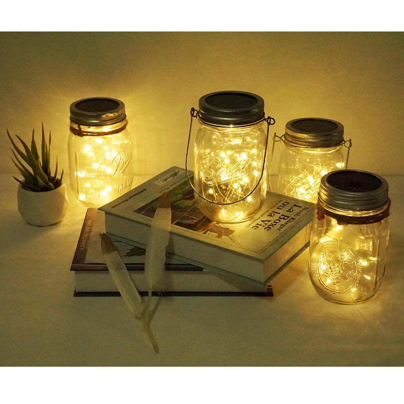 LoveNite Solar Mason Jar Lid Lights, 10 Pack 30 LED Waterproof Firefly Fairy Lights with Hangers(No Jars), Outdoor Starry String Lights for Patio Yard Garden Wedding Lantern Decor (Warm White) - Image 5